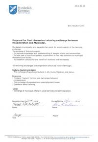 Proposal for final discussion twinning exchange between
Neuenkirchen and Munkedal